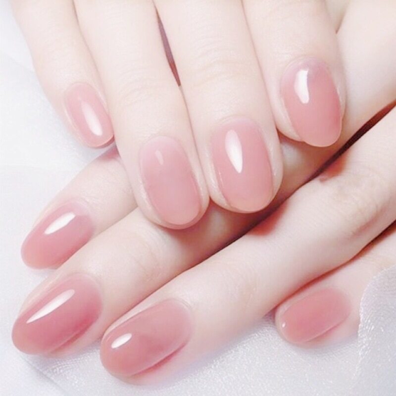 24 Cái Móng Tay Giả Bọc Hoàn Toàn Móng Giả Pha Lê Màu Hồng Thanh Lịch Gradient Pháp Móng Tay Ngắn Hình Elip Móng Giả Ngắn giá rẻ