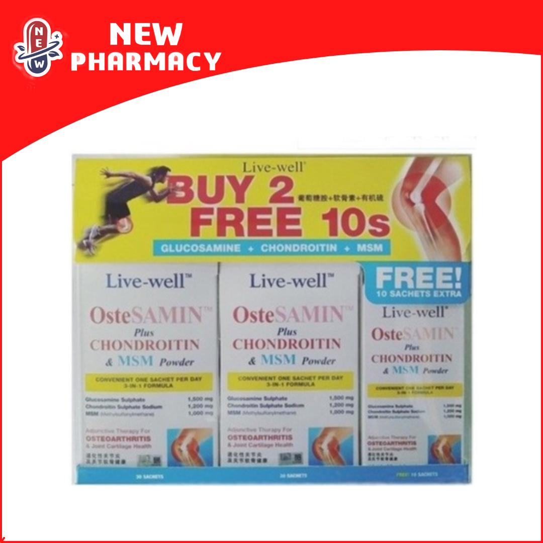 Live-Well OsteSamin Plus Chondroitin & MSM Powder 30'sx2+10's | Lazada