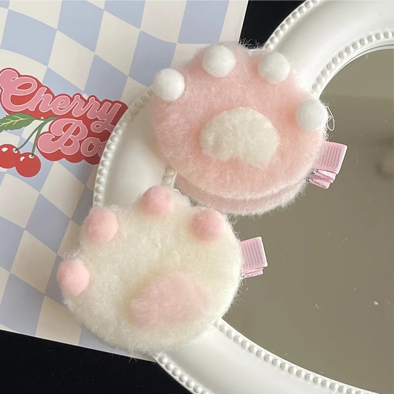 Cute Pink Cat Feet Hair Clips For Women