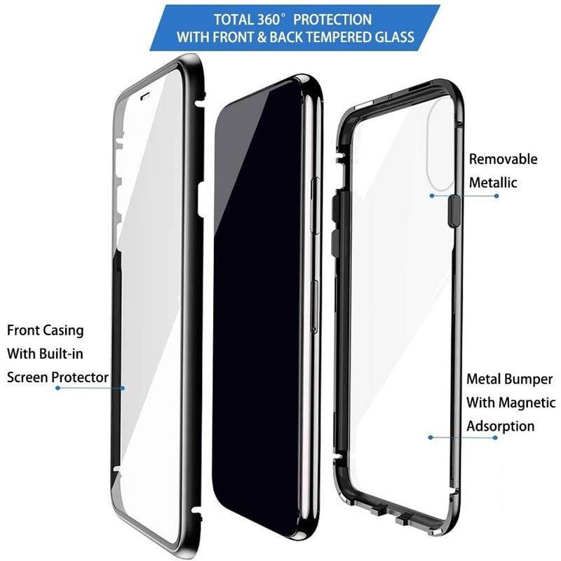 Đối với Apple iPhone 7 Plus / iPhone 8 Plus Vỏ từ tính 360 Mặt trước + Mặt sau Vỏ kính cường lực 9H hai mặt cho Apple iPhone 7 Plus / iPhone 8 Plus Ốp lưng kim loại
