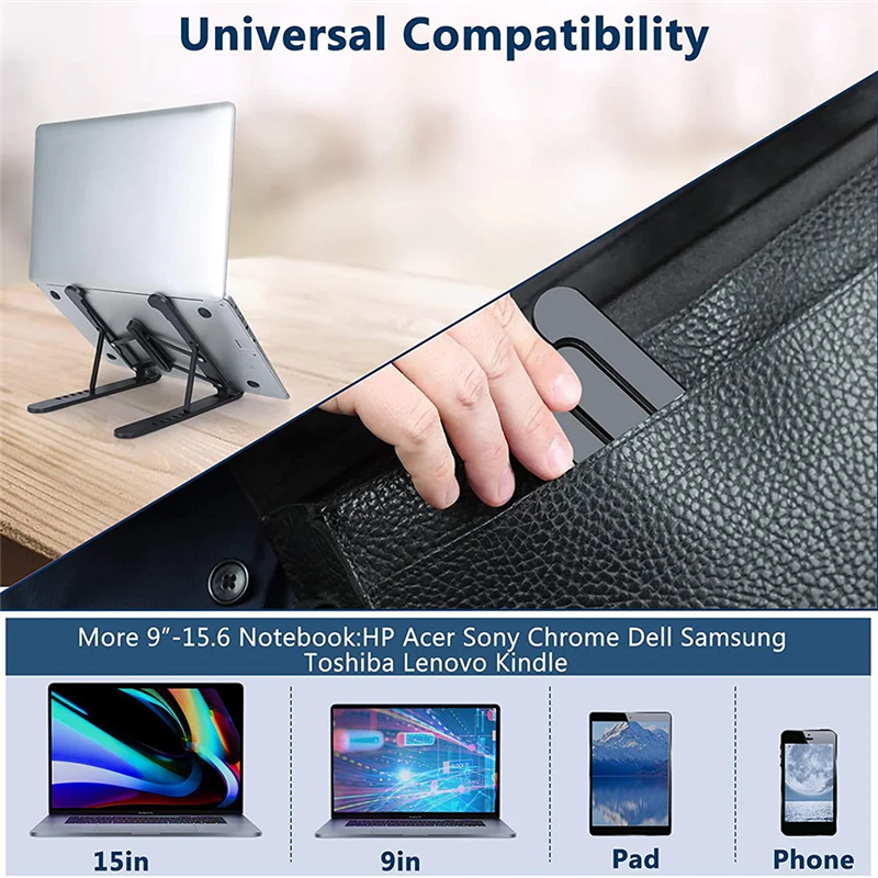 Kebidumei Universal Laptop Stand Adjustable Notebook Holder for Macbook Non-slip Foldable Cooling Base Bracket for Laptop/Tablet/phone