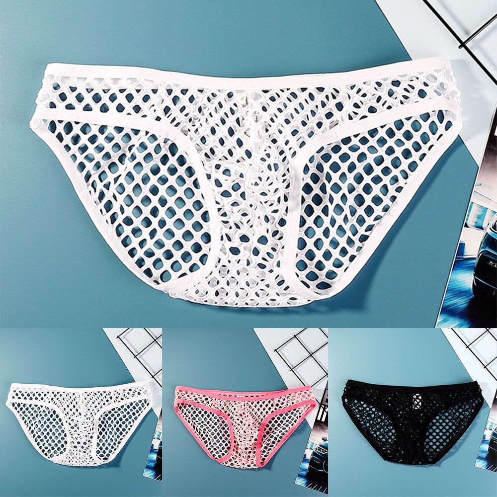 Mens Low-Rise Mesh Panties Knickers Bikini Underpants Briefs