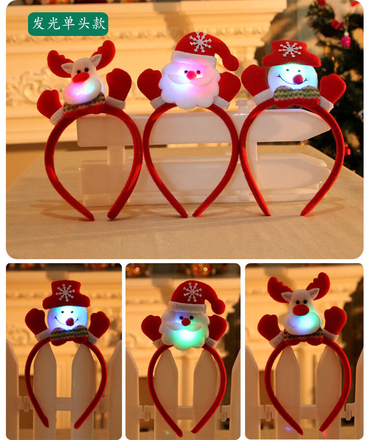 Christmas Santa Snowman Bear Antlers Headband, Christmas LED Light Headband
