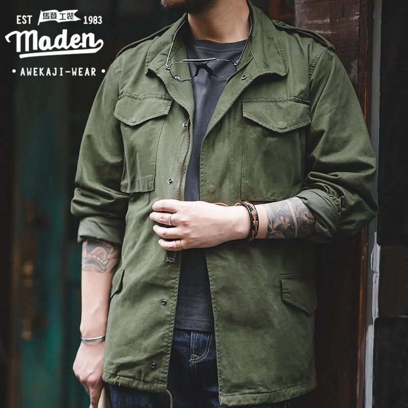 Maden brand high quality tough 2024 new guy tooling coat military retro Jason Statham Fast & Furious M65 field jacket classic multi-pocket youth youth cool green coat