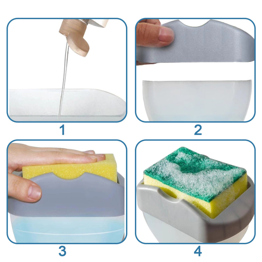 Nhấn Hộp Chất Lỏng, Miếng Bọt Biển Cọ Rửa, Chất Tẩy Rửa, Bình Đựng Chất Lỏng, Hộp Xà Phòng Hộp Đựng Xà Phòng Với Miếng Bọt Biển Bình Đựng Chất Lỏng Rửa Chén Bát Nhà Bếp Máy Rửa Chén