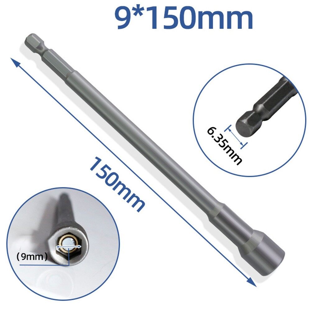 150mm Long 6mm-19mm Hexagon Nut Driver Drill Bit Socket Wrench Extension Sleeve