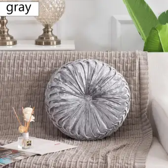 Round Throw Pillow European Solid Color Pumpkin Plush Cushion