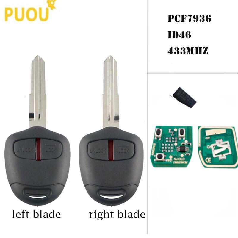 Car remote key fit for mitsubishi 2005 2006 2007 2008 2009 2010 outlander pajero montero triton asx lancer 433mhz id46 pcf7936