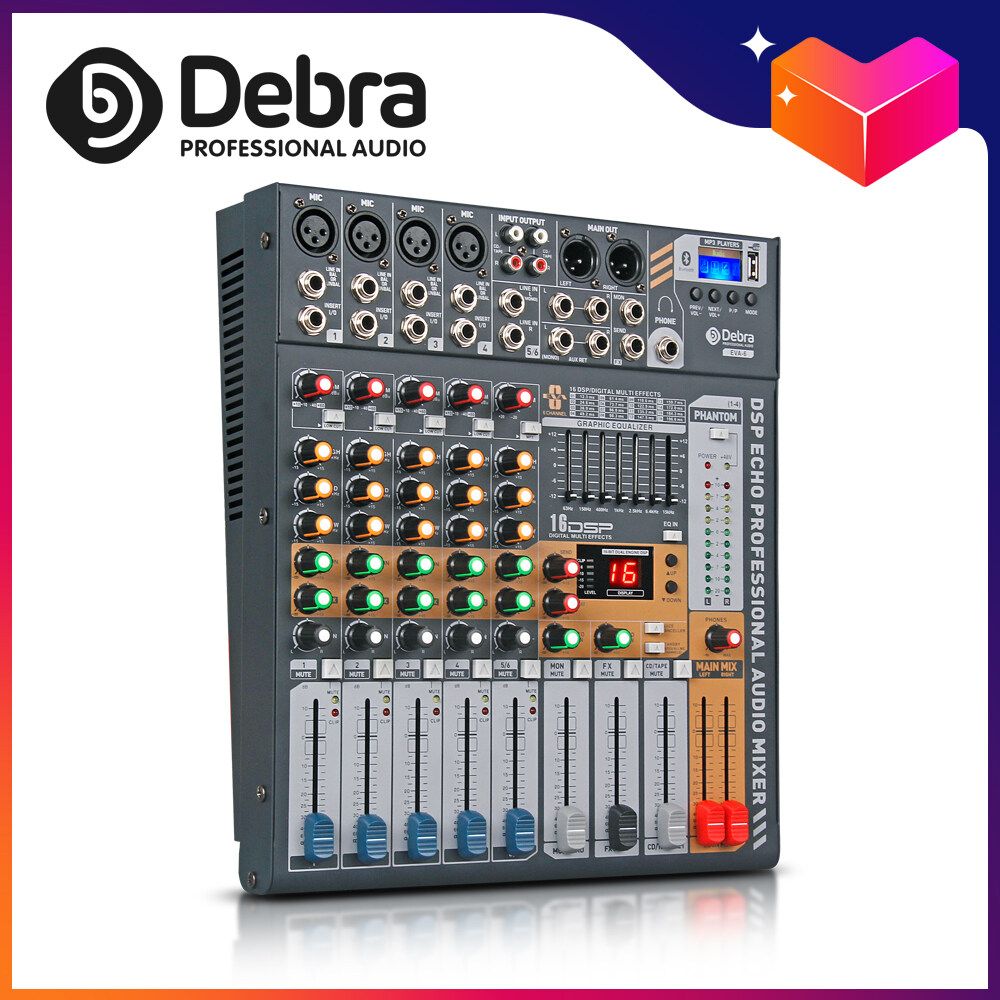48V Power, DJ Sound Controller Interface USB Drive PC Recording Input Debra Audio 6/8/12 Channel Clean Sound Bluetooth Studio Mixer Audio XLR Mic Jack 