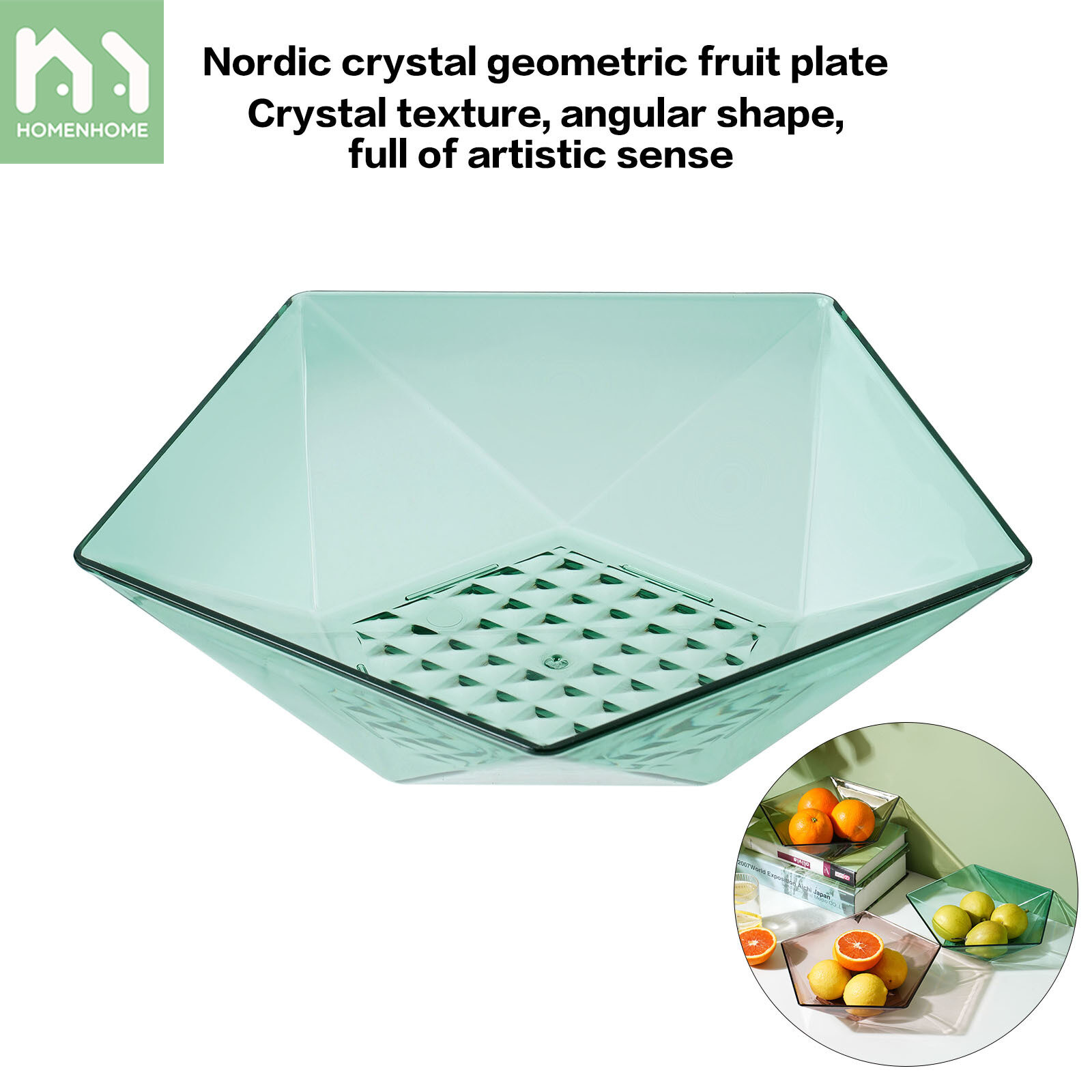 Homenhome Dinnerware PET Five-Star Crystal Transparent Fruit Plate Bowl