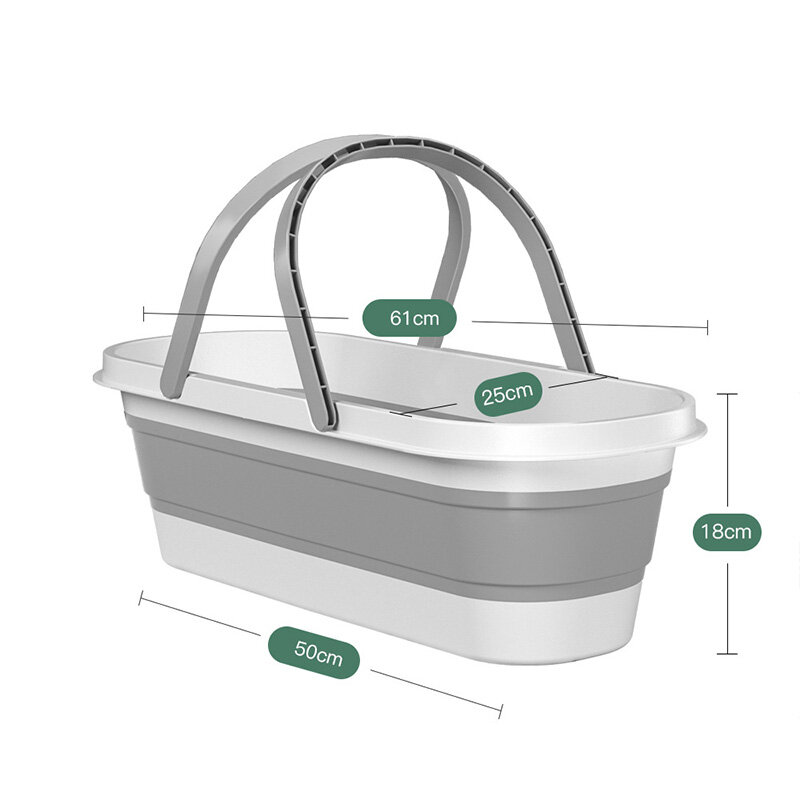 Silicone folding bucket Household mop bucket Flat mop bucket Outdoor portable portable plastic bucket