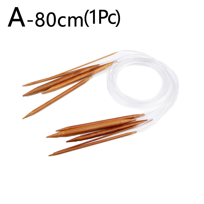 U2y7 1PC Knitting Accessories Knitting Needles Bamboo Ring Knitting Double Tip Sweater Home Supplies DIY 80cm 120cm