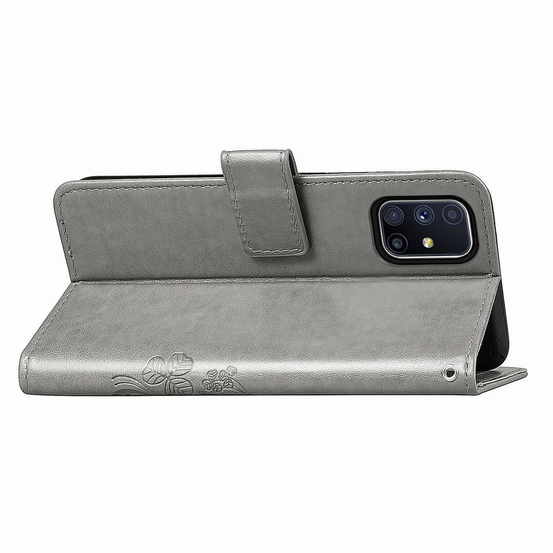 FAYANGRIES For Samsung Galaxy M51 (6.7 ) Case, Clover Embossing Solid color Phone Casing Flip Advanced Business PU Leather Cover Stand Support Bracket Succinct Wallet