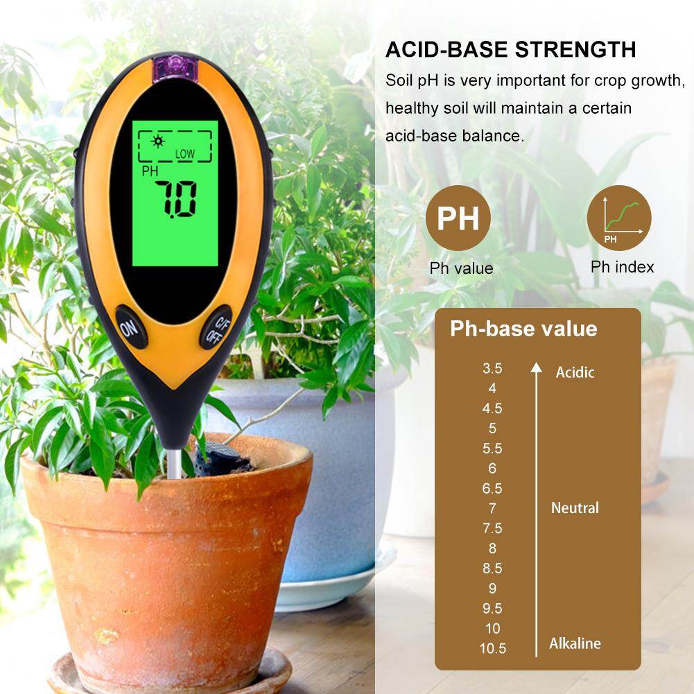 Rcyago 4 Trong 1 Kỹ Thuật Số Máy Đo Độ Ẩm Đất PH Meter Nhiệt Độ Độ Ánh Sáng Mặt Trời Tester