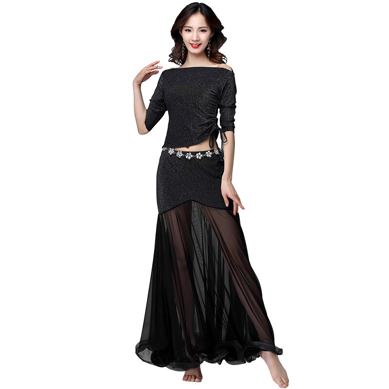 Belly Practice Drawstring Swing Skirt Dance Suit