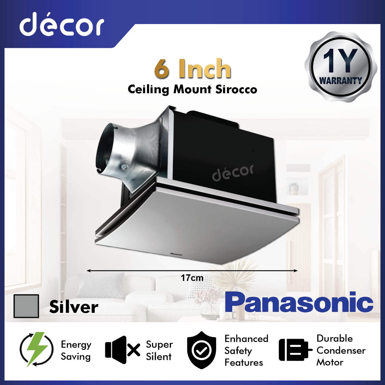 Panasonic Ceiling Mount Sirocco Ventilation Fan Shelly Lighting