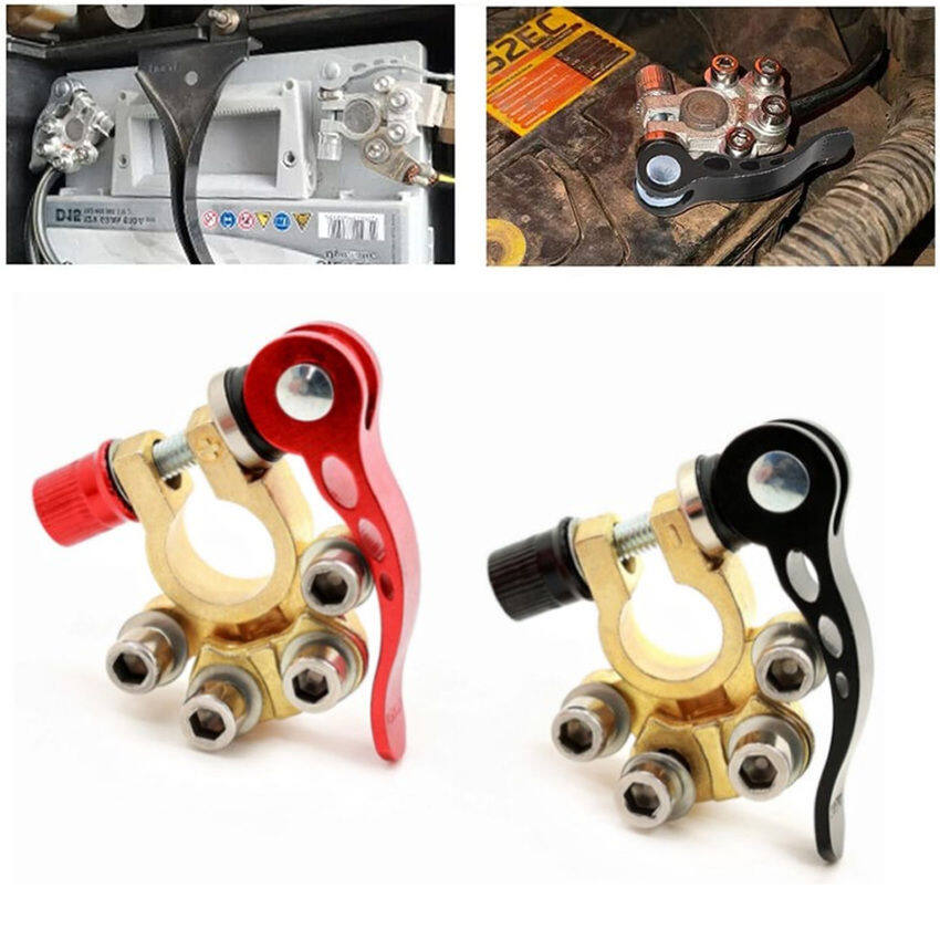 12V Battery Terminal Connectors - Quick Release Heavy Duty Clamps For Car, Marine & RV Use