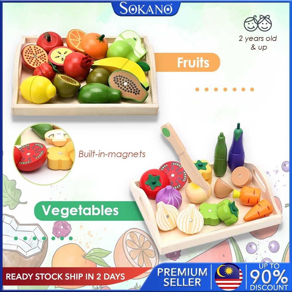 SOKANO TKB18 Wooden Fruit Cutting Vegetables Toys Wooden Role