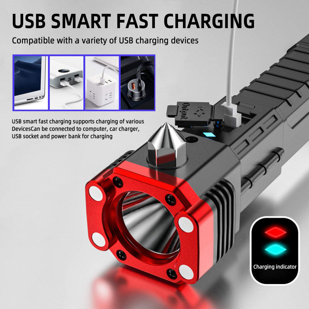 CUGUU Đèn Pin Di Động 4 Chế Độ Ánh Sáng Cao Có Thể Sạc Lại USB Đèn Pin T * Actical Công Suất Cao Ánh Sáng Mạnh Đèn Pin LED Chiếu Sáng Chống Nước Ngoài Trời