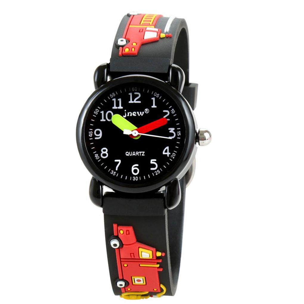 Children Round Watch Fire Truck 3D Pattern Kids Waterproof Boys Girls Quartz Wristwatch Birthday Gift Malaysia