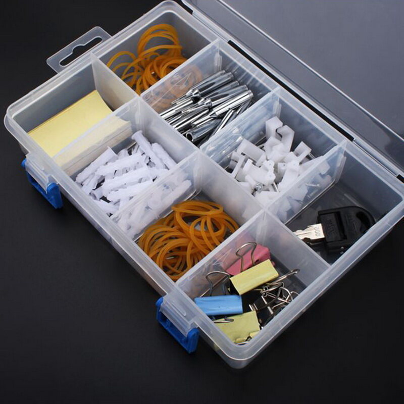 Manooby Plastic Detachable Adjustable Components Compartment Storage Organizer Parts Boxes Cases For Screws,Hardware And Crafts, Clear White 1 Pcs