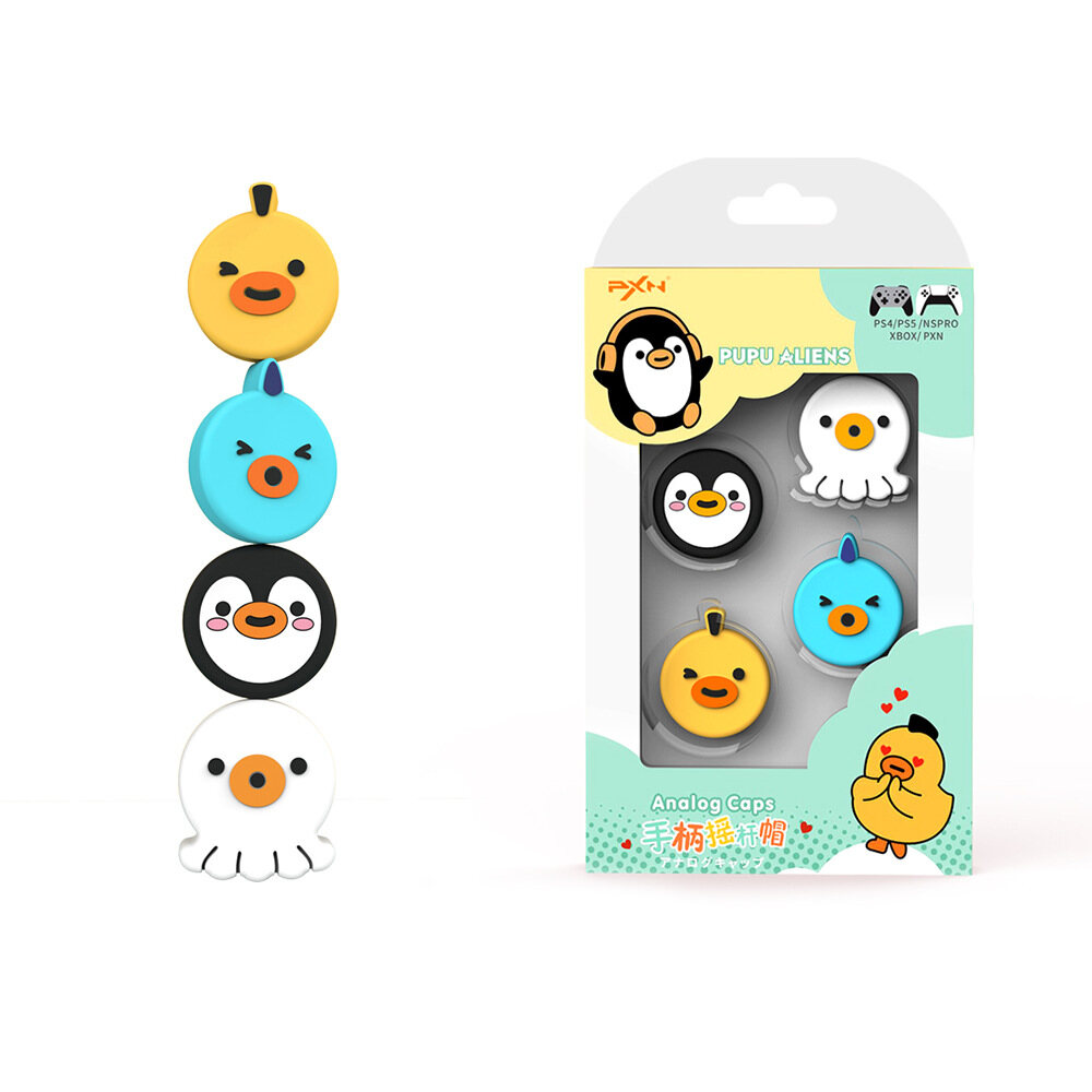 Disour pupu aliens joint name cute silicone soft thumb stick grip cap protective cover for switch pro/ps4/ps5/xbox one controller thumbstick case