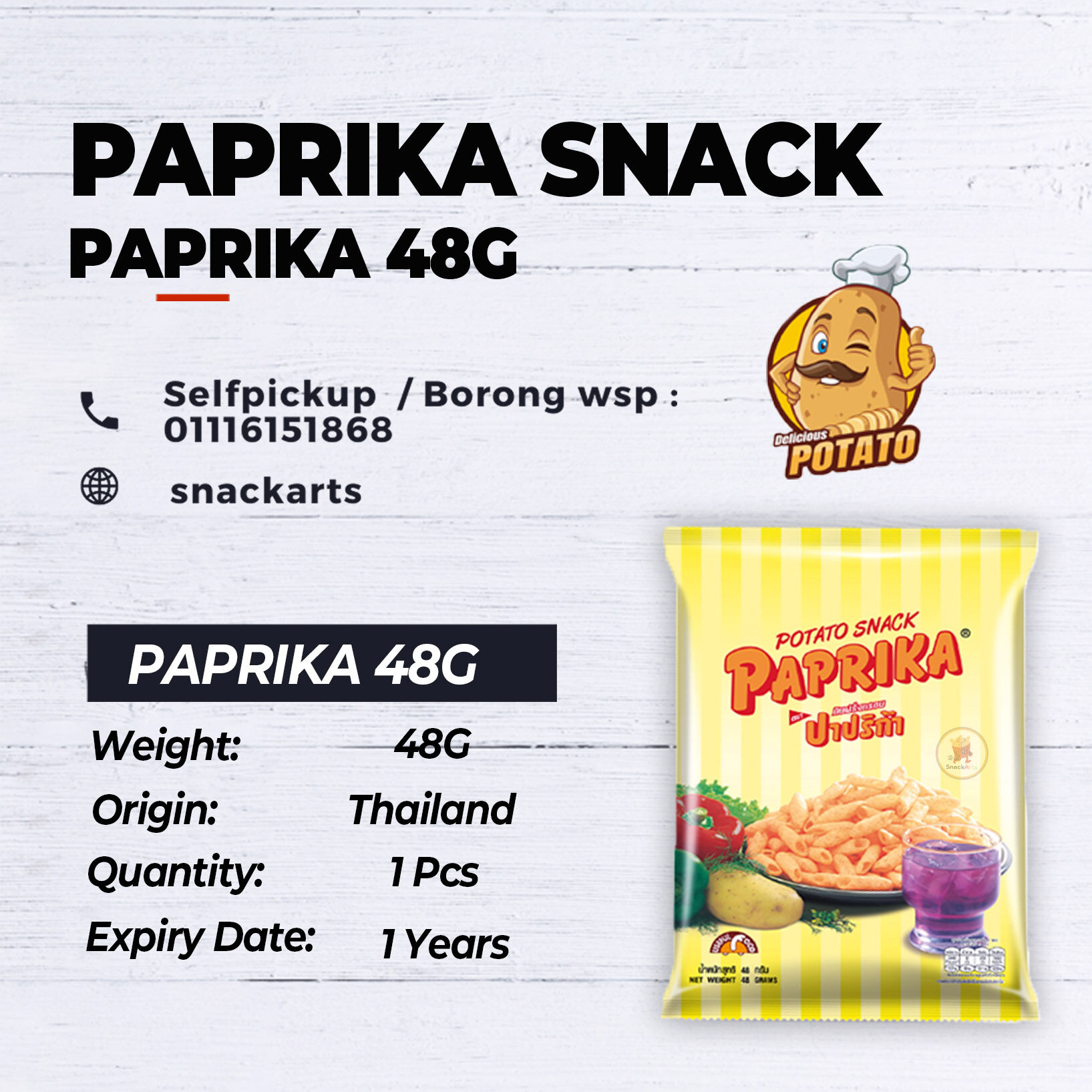 Paprika Potato Snack Halal Thailand *48/68G🔥 Lazada