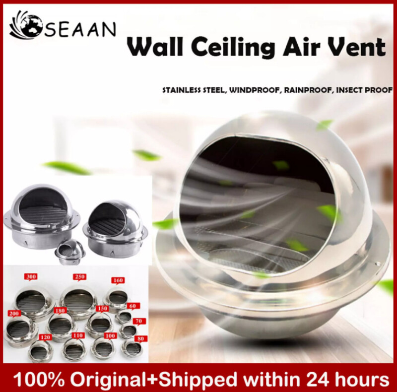 [READY STOCK] Home Air Vent Stainless Steel Wall Ceiling Air Vent Ducting Ventilation Exhaust Grille Cover Outlet Heating Cooling & Vents Cap Waterproof