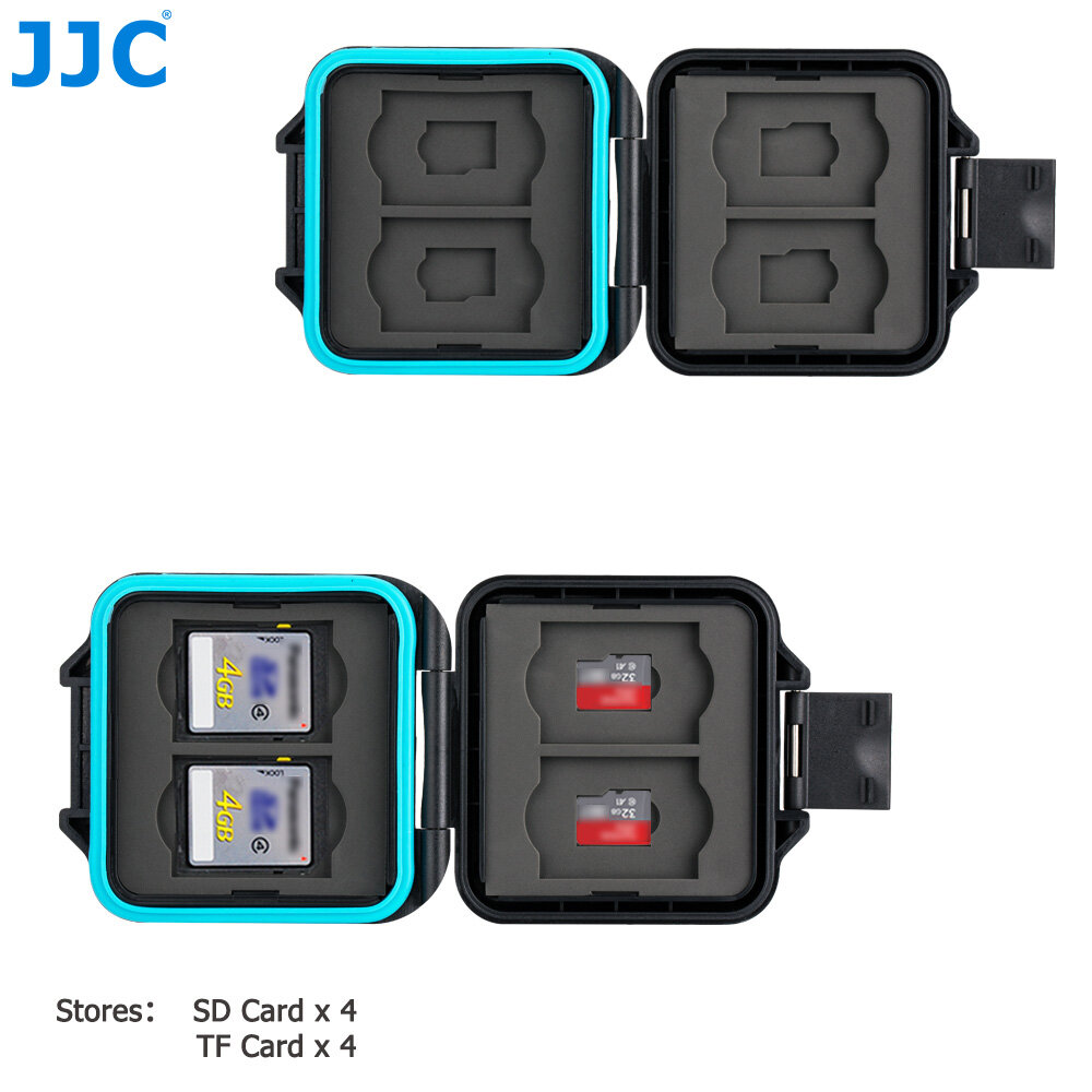 JJC Deluxe 8 Slots Compact Memory Card Case Holder Box Organizer for SD microSD SDXC microSDXC SDHC microSDHC TF Card, Travel-Friendly Memory Card Container with Water-Resistant and Shockproof Function