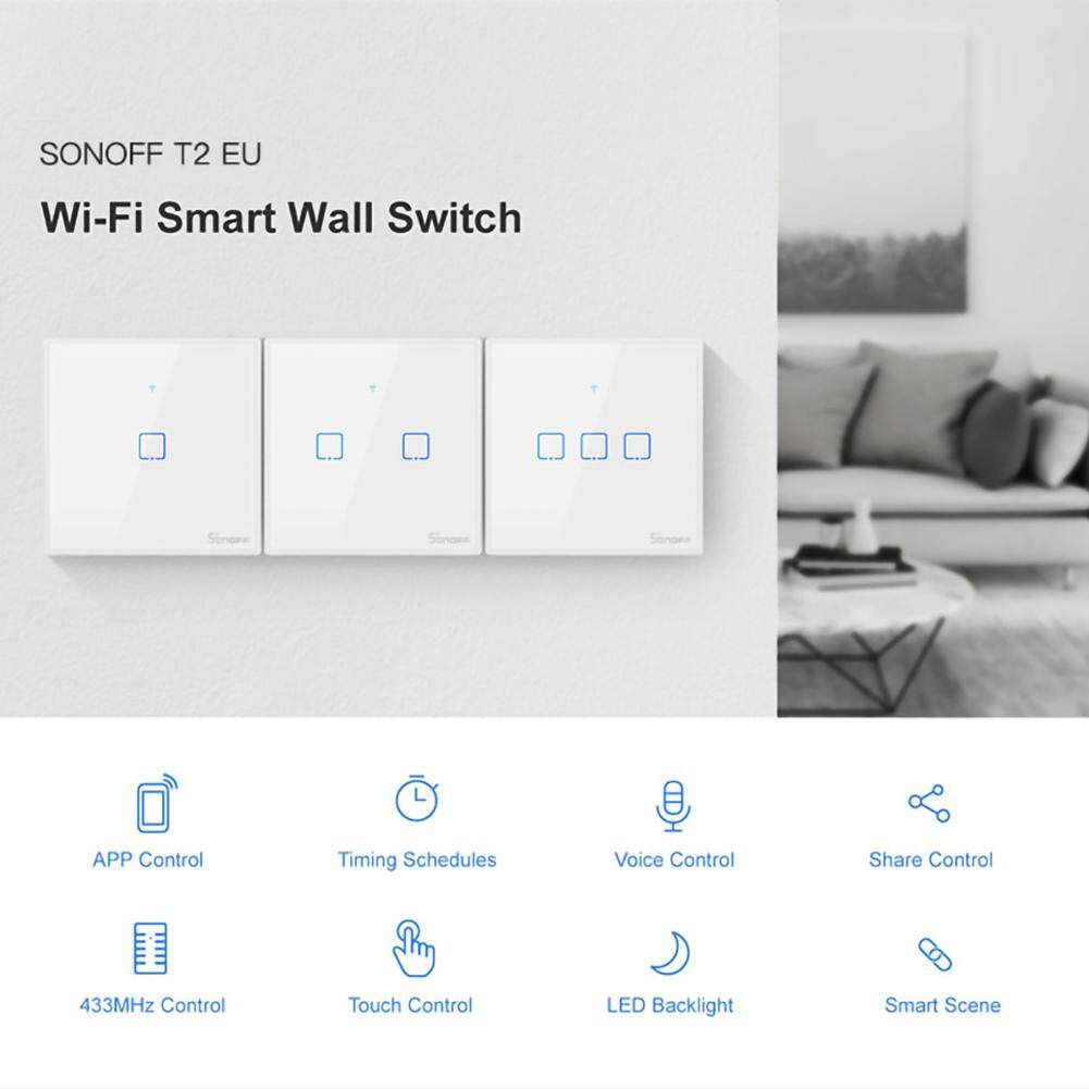 Cá Tuyết Sonoff 1/2/3 Băng Đảng Năm 433 Từ Xa T2 TX Smartswitch WIFI TREO TƯỜNG Cảm Động Công Tắc Với Biên Giới Nhà RF/Thoại/Ứng Dụng/Chạm Điều Khiển EU