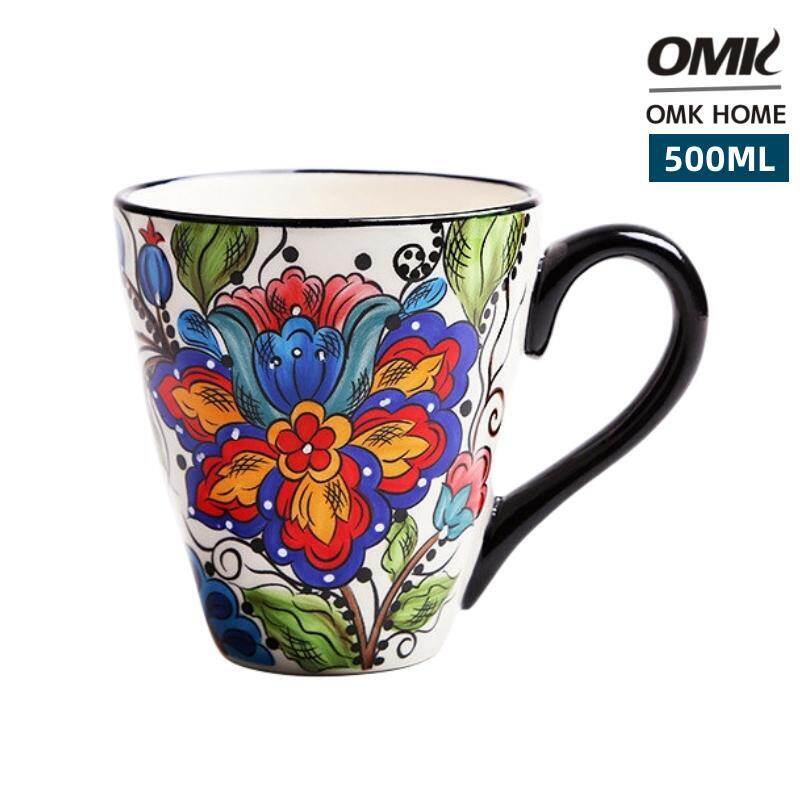 Omk phong cách Mỹ Sơn lót tay Cốc gốm 500ml Chén Ăn Sáng Bộ đồ ăn gia đình loạt natalia