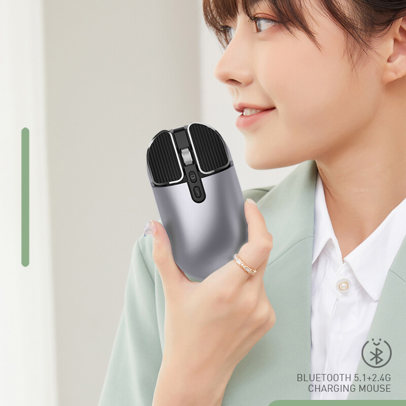 VAORLO Chuột Hai Chế Độ Không Dây Bluetooth 5.1 + 2.4G Chuột Quang Chơi Game USB Sạc Được Chuột Máy Tính Chuột Máy Tính Để Bàn Dành Cho Mac Ipad Android