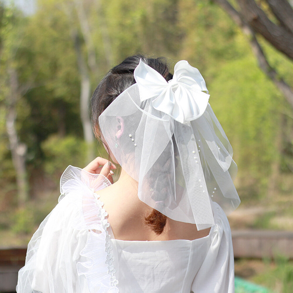 Fashion Short Hair Clip Bridal Headband Wedding Dress Bride Veil Bow Veil  Headwear Headdress | Lazada PH