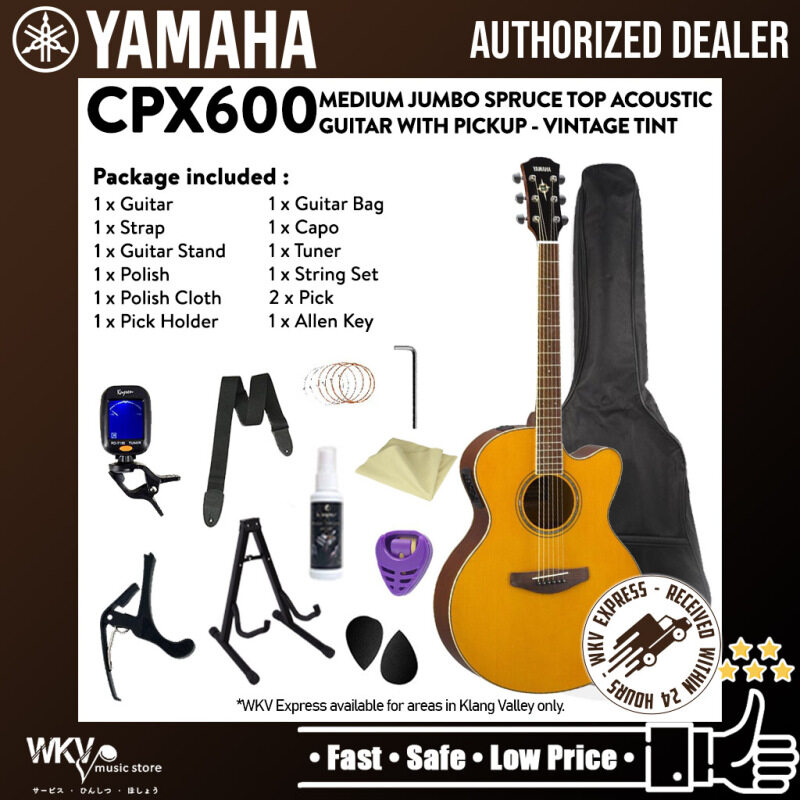 Yamaha CPX600 Medium Jumbo Spruce Top Acoustic Guitar With Pickup - Vintage Tint (CPX 600 / CPX-600) Malaysia