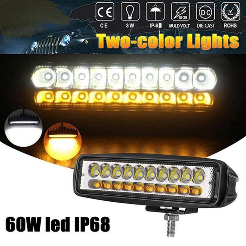 Johor 1X6 60W Đèn LED Trên Nóc Cho Xe Ô Tô Offroad Thanh Đèn Làm Việc Hai Màu Trắng Và Hổ Phách Không Thấm Nước