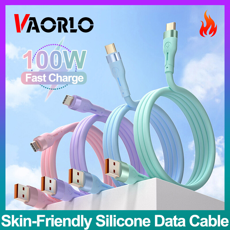 Vaorlo Ban Đầu 100W Cáp sạc nhanh USB-A Loại C nhanh Micro Thân Thiện Với Da Silicone đường dây truyền tải Dữ Liệu Tương Thích Với iPhone IOS Cho Điện thoại Huawei dây sạc