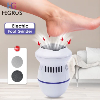 HEGRUS Foot Grinder Professional Electric Feet Callus Remover Portable Rechargeable Foot File Pedicure Tools with Vacuum Adsorption Foot Grinder 2 Speed 2 Grinding Heads Ideal for Dead Skin Powerful Exfoliation