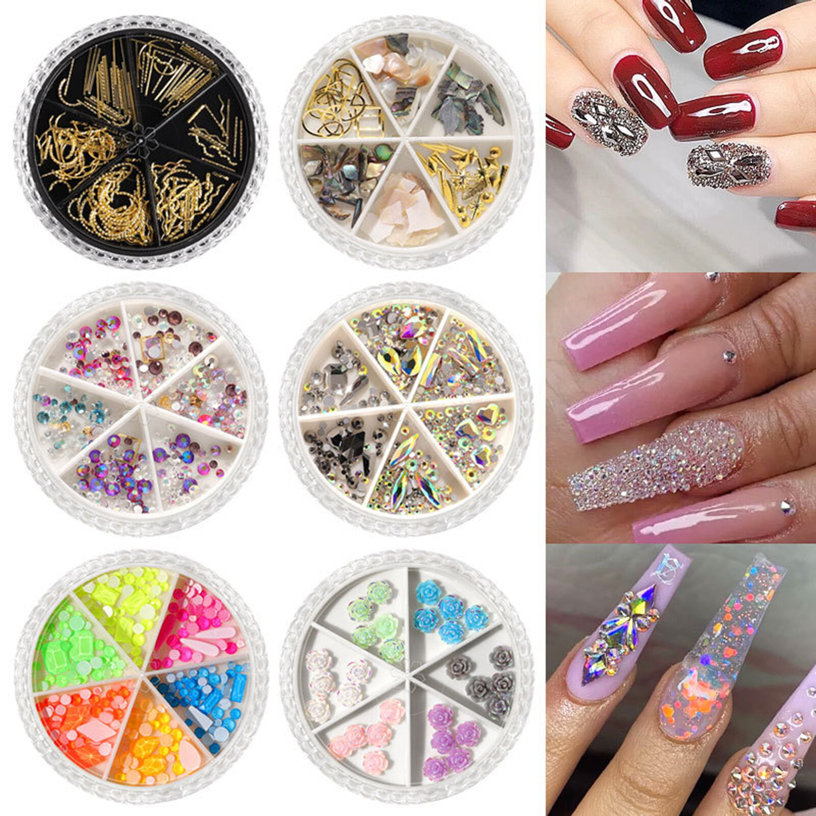 6 Lưới/Bộ Đinh Tán Đề Can Hình Bướm DIY Nail Art Trang Trí Móng Tay