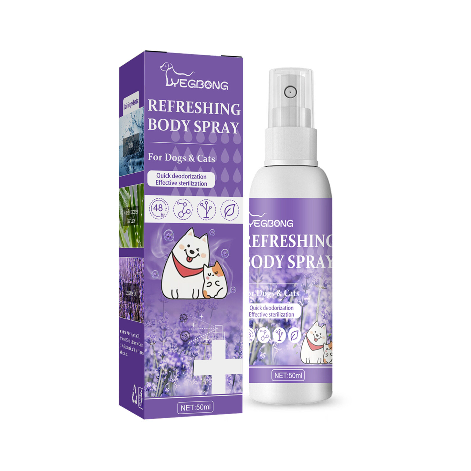 Yegbong 50ml Dog Deodorant Spray Dog Cologne Spray Long Lasting Dog Sprays Long Lasting Odor Spray For Dogs Pet Anti Itch Spray & Scent Dog Cat Body Odor Feces Cleaning Odor Removal Indoor Fresh Deodorant