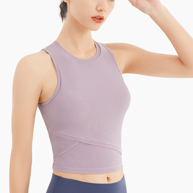 SUPERFLOWER Damen Yoga-Weste, hautfreundlich, atmungsaktiv, ärmellos, Sport-T-Shirt, bauchfreie Tops, Fiess-Top mit Brustpolstern_voghion.com