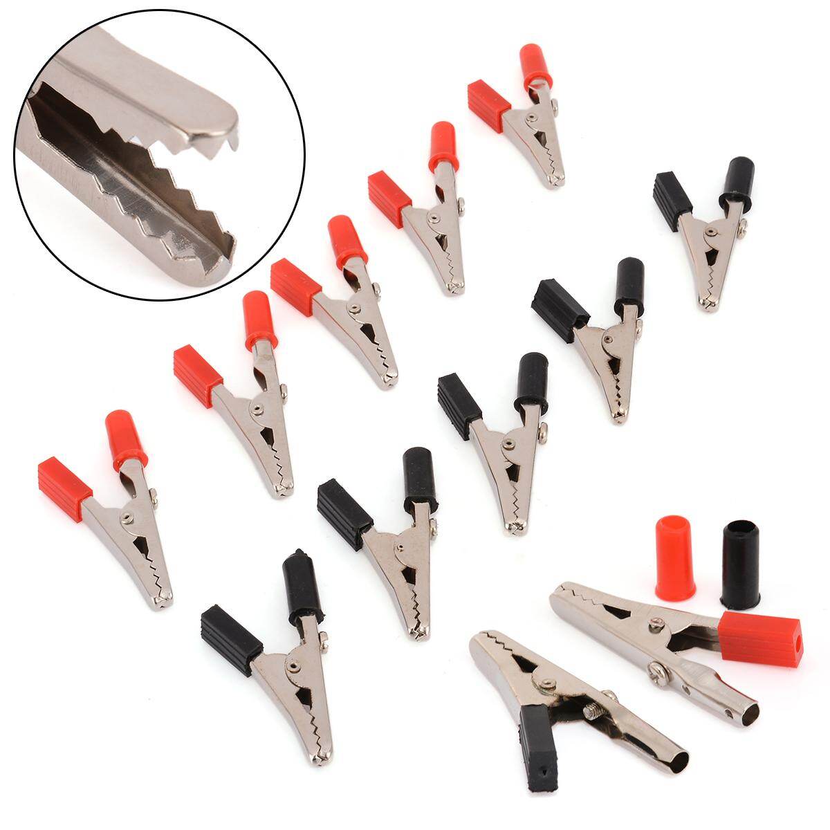 BOKALI 10pcs Black/Red 10A Heavy Duty Crocodile Alligator Clips PAIR Test Leads/Wires