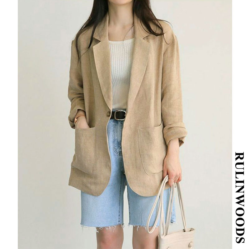 CHICCHIC [Premium Quality] Women's Linen Blazer Breathable Jacket