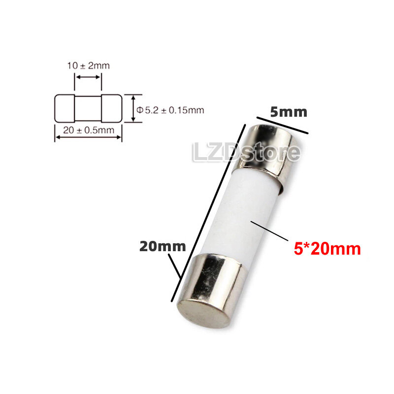 5Pcs 5*20มม.Slow Blow ฟิวส์เซรามิค250V T1AH250V T1.25AH250V T1.6AH250V ...