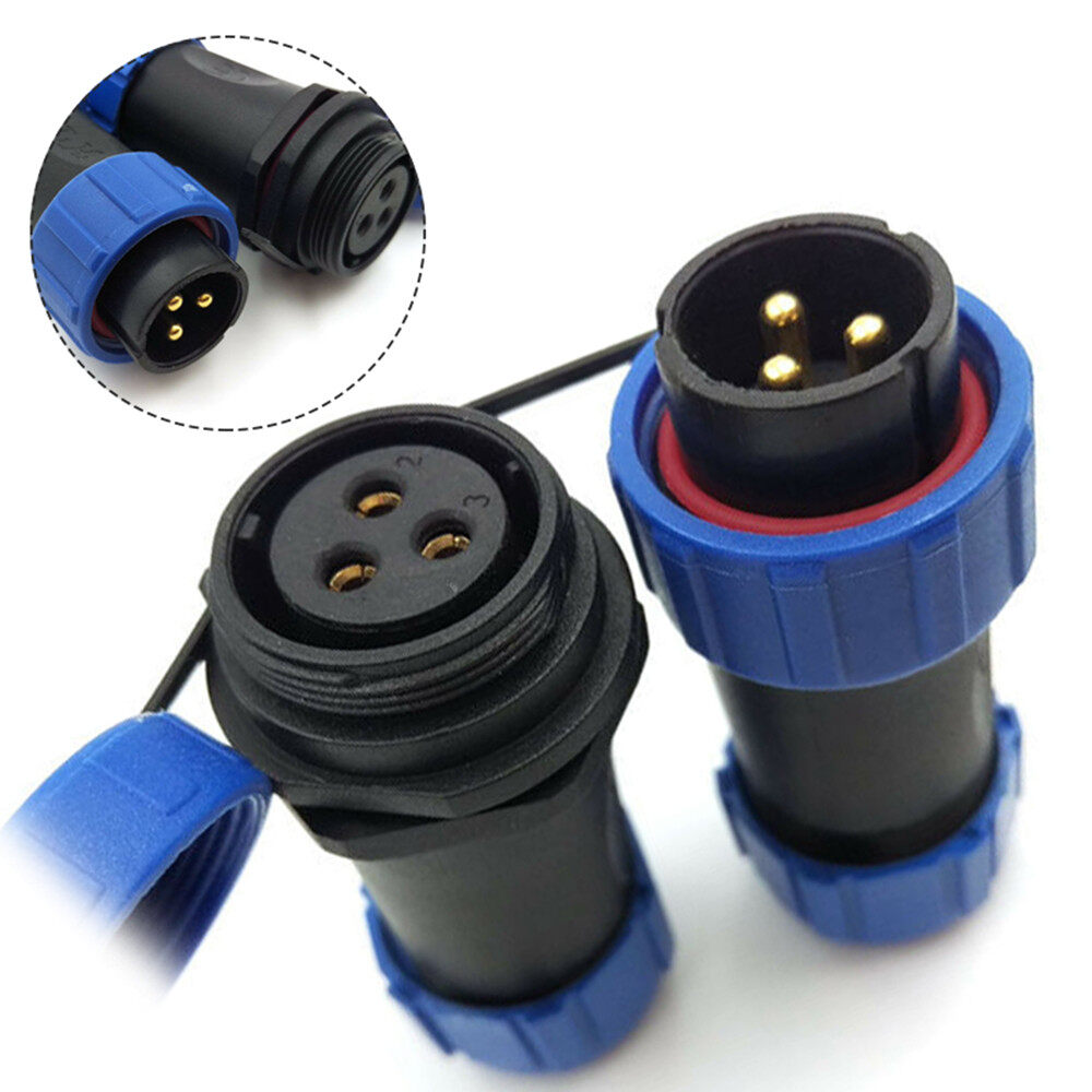 SP21 3Pin Pair Panel Mount Waterproof Connector Plug Socket Wire Connectors 30A