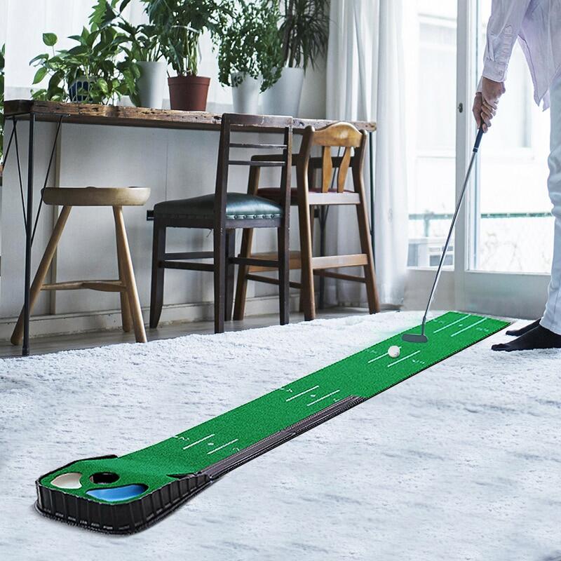 Golf Putting Mat Plastic Training Tool Driving Trainer Putter Practice Pad Chipping Hitting Carpet Gree Lenght 8.9FT*1.28FT