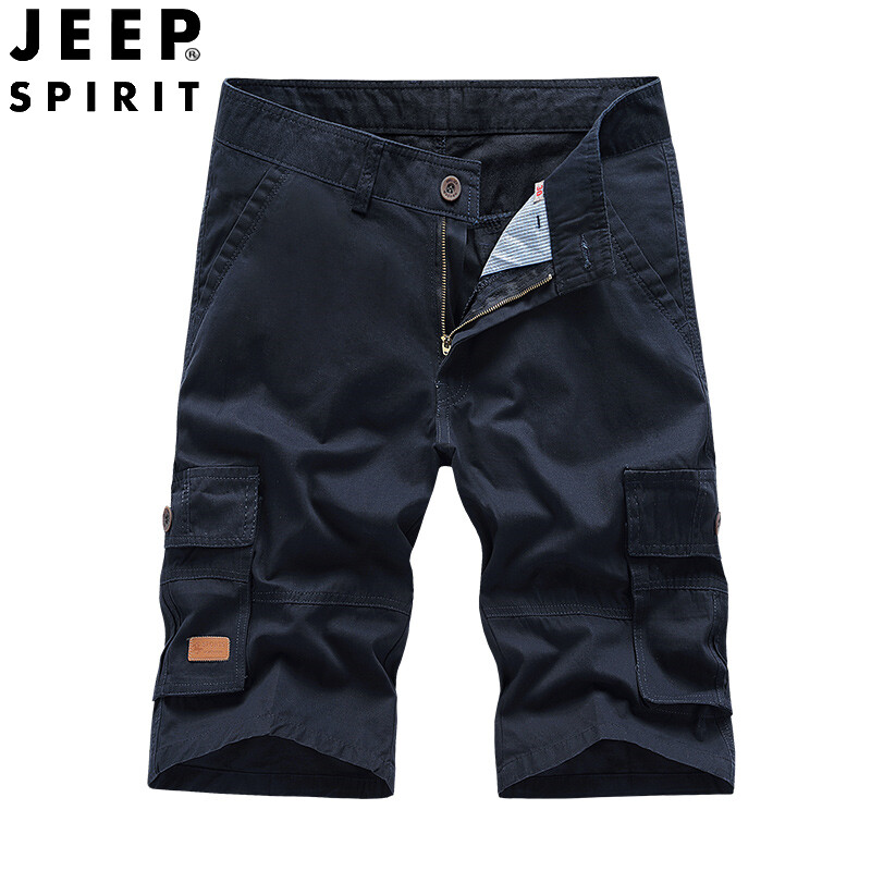 JEEP SPIRIT Men's Shorts Pure Cotton Quarter Shorts Trendy and Fashionable Thin Crop Shorts Outdoor Cargo Shorts