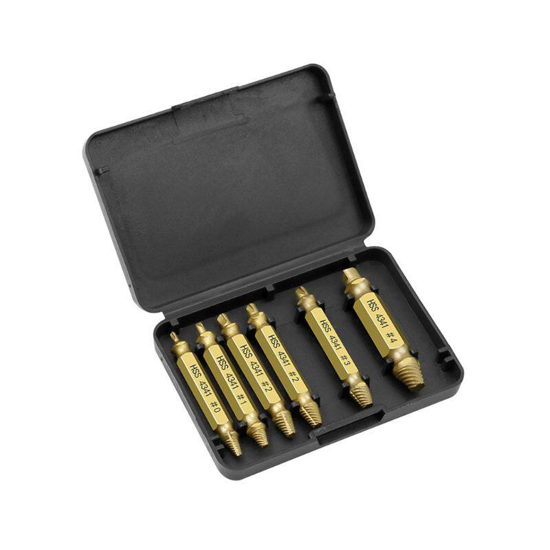 [Ready stock] KIPRUN 6 Pcs / Set Double Side Damaged Screw Extractor Drill Bits Out Crimping Bolt Remover Tool