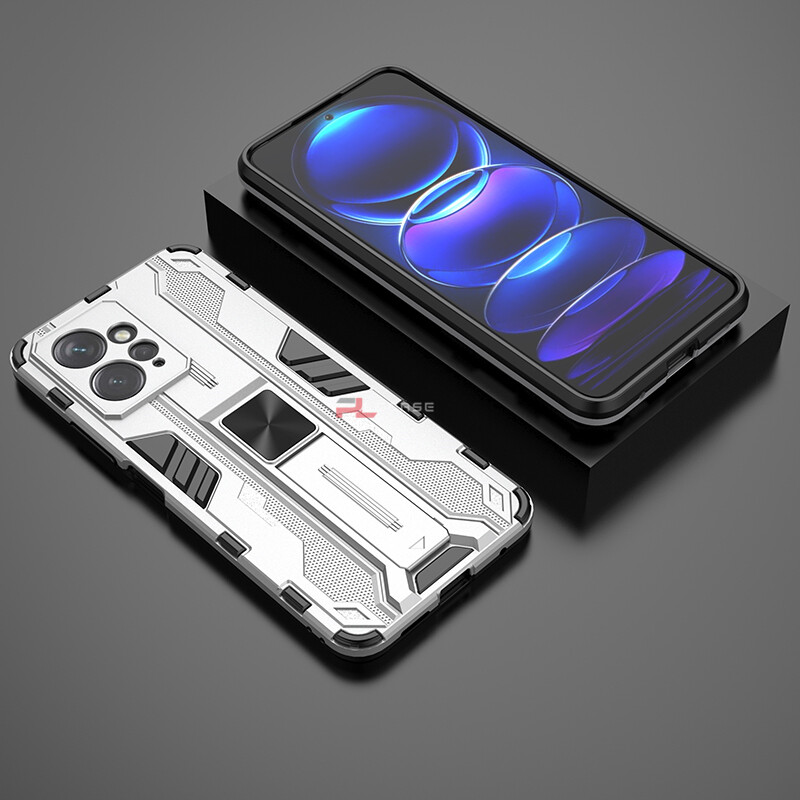 PlusCase for Xiaomi Redmi Note 12 4G Case Shockproof Kickstand Armor Camera Lens Protector Hard Back Cover