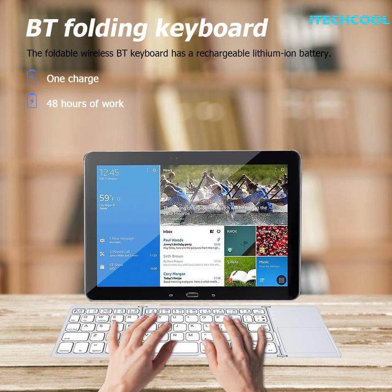 Ultra-Slim Bluetooth Keyboard Wireless Mini Foldable Keyboard with Touchpady for iOS Windows Android Singapore