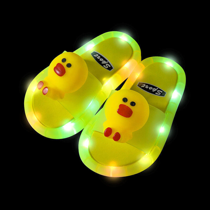 2021 Summer Cartoon LED Lights Shoes For Kids Non-slip Flip Flops Home Slippers Beach Sandals For Boy Girls